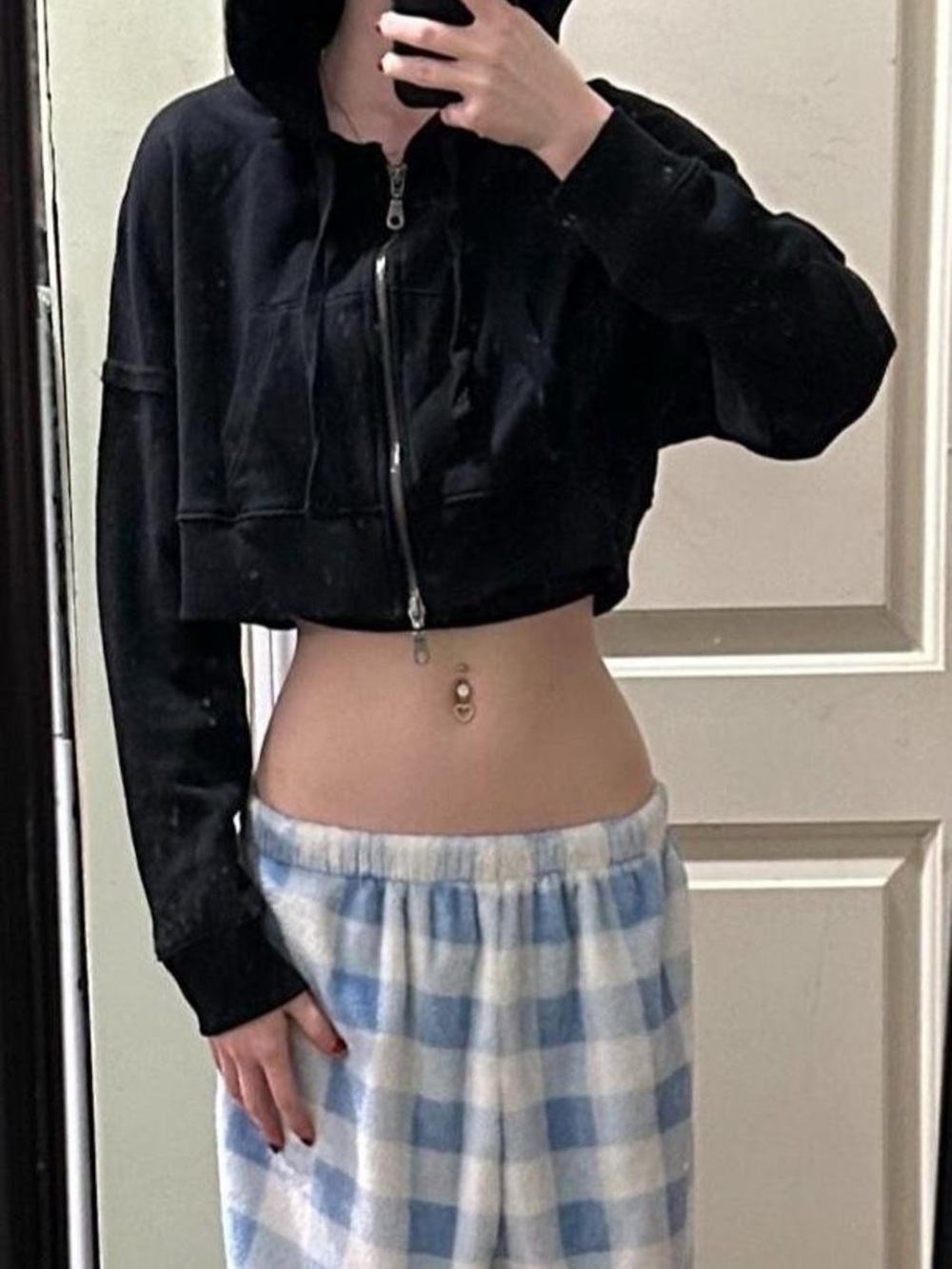 Aeropostale Black Cropped Zip-Up Hoodie